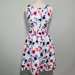 Andrew Marc Sleeveless Dress Fit & Flare Scuba Dress Floral Size 6